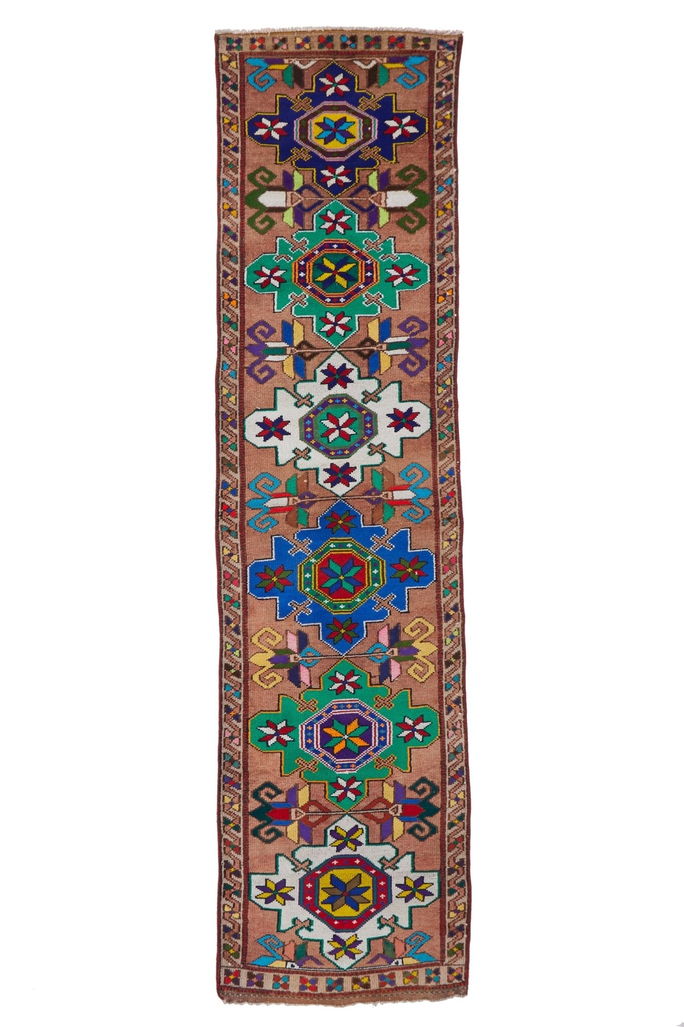 'Carousel' Vintage Turkish Runner - 3' x 11'1