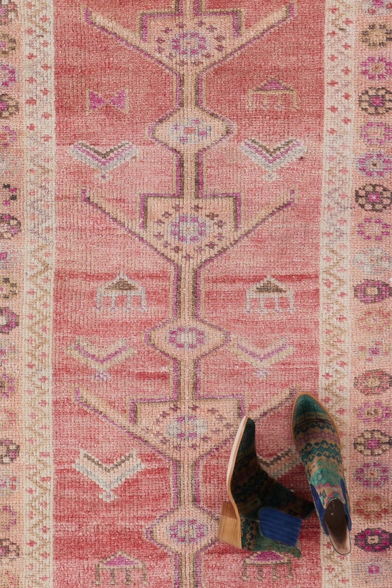 'Flower' Vintage Turkish Runner - 3' x 11'5