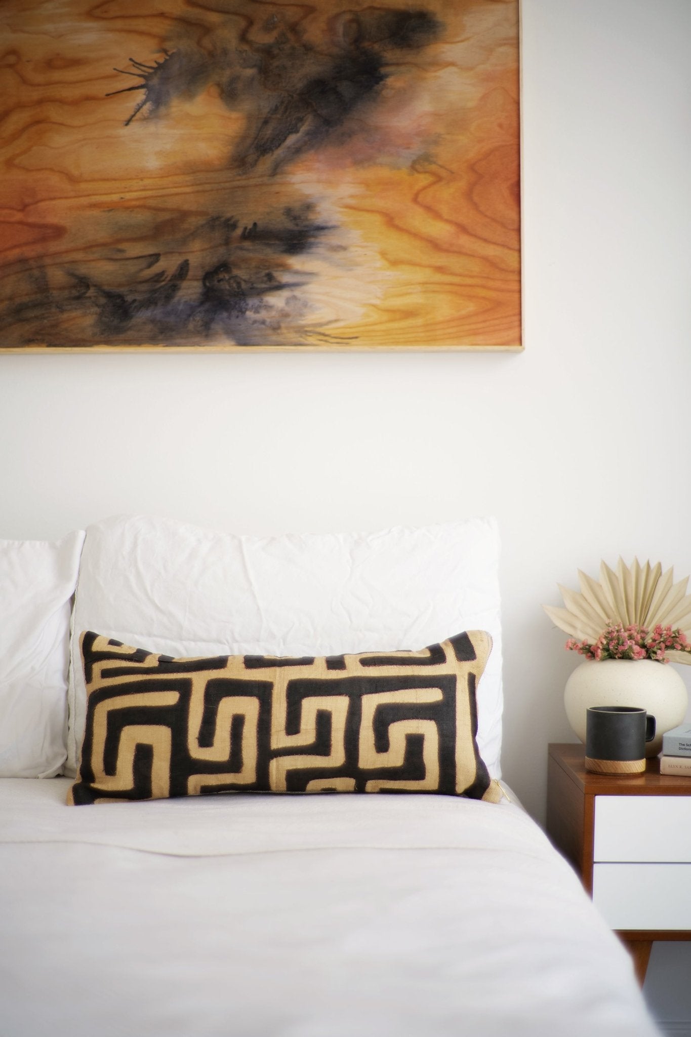 Kuba Cloth Lumbar Pillow No. 92 - Canary Lane