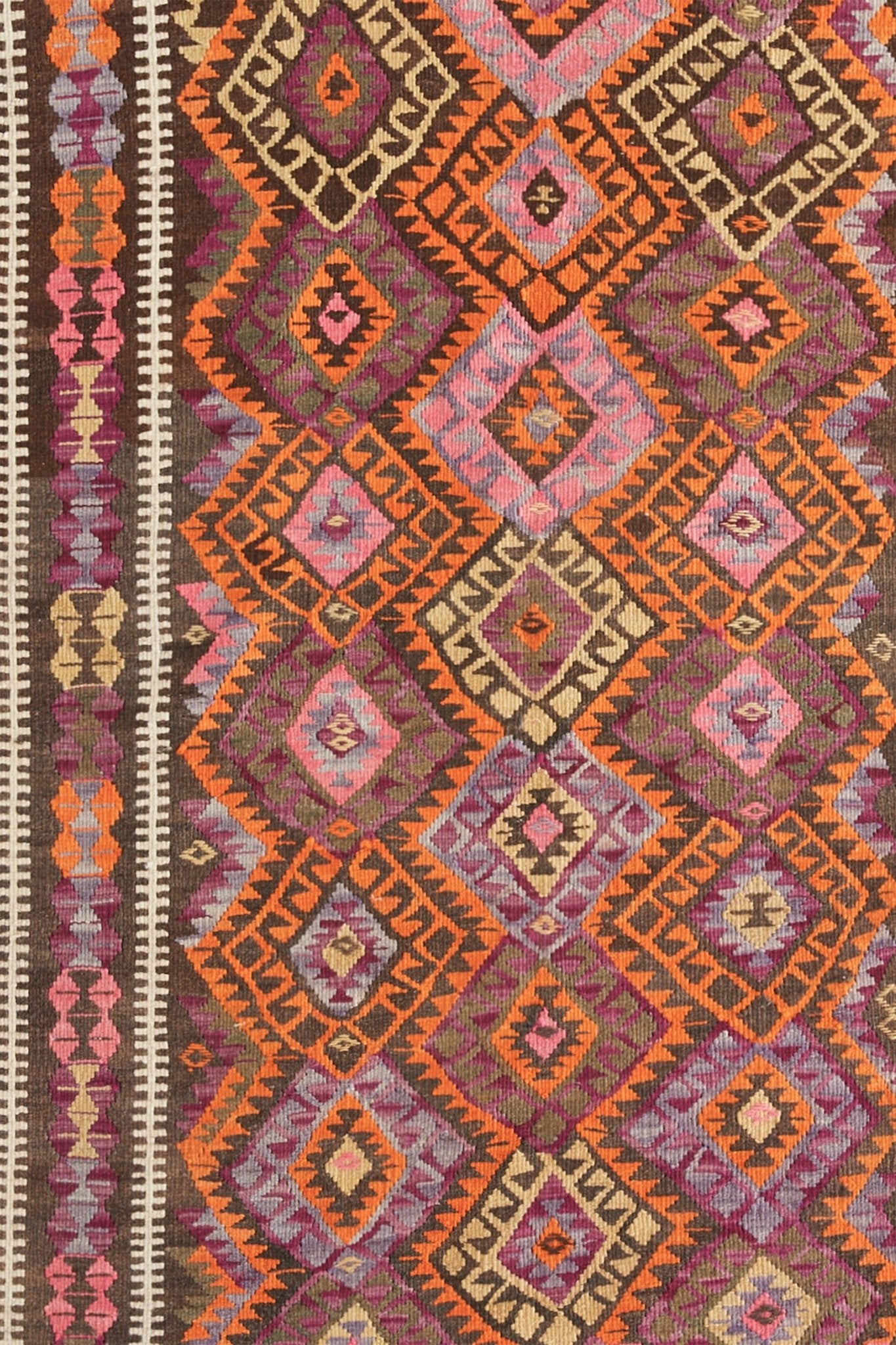'Prickly Pear' Vintage Turkish Kilim Area Rug - 3'9