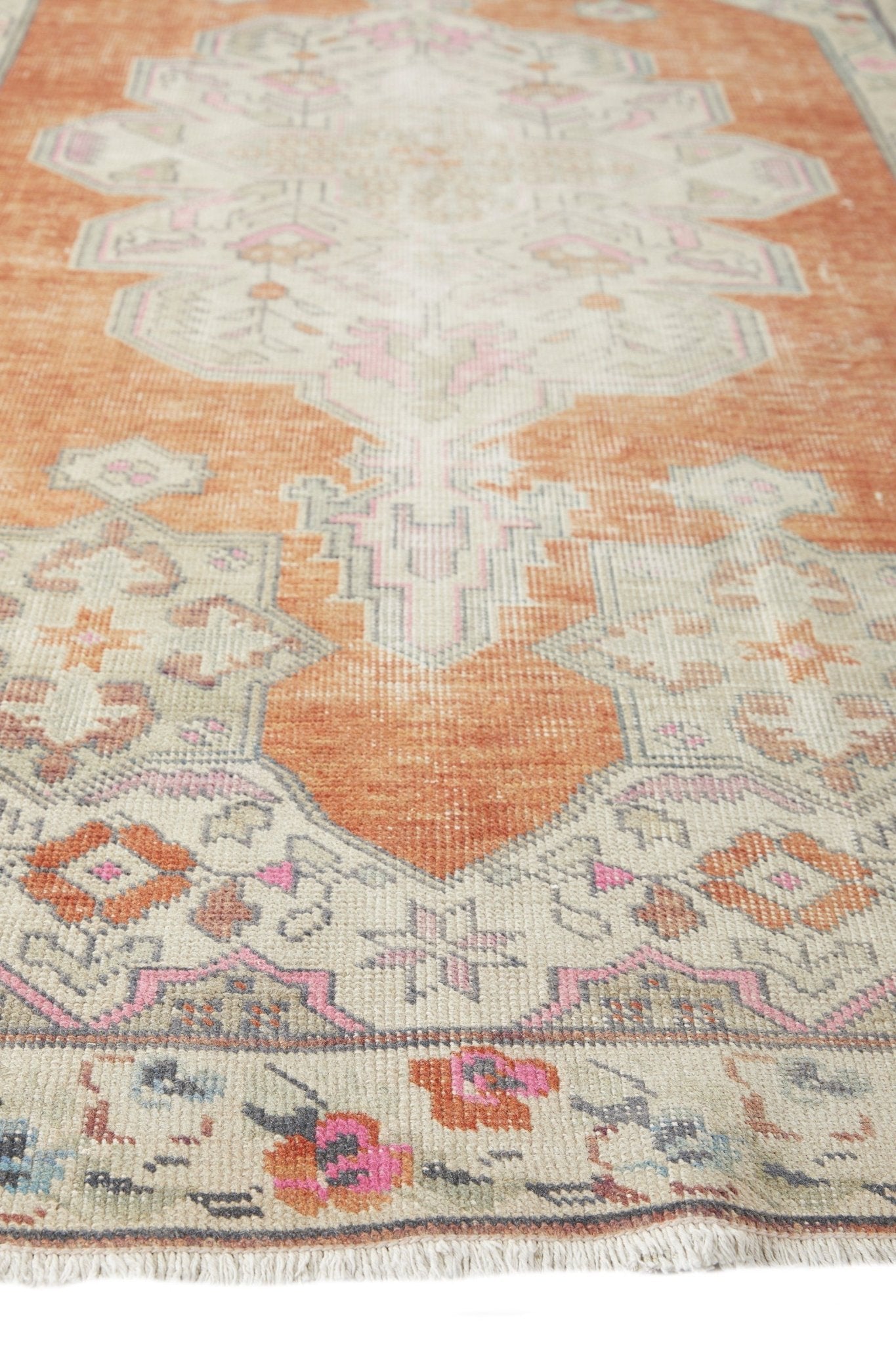 ‘Whimsical’ Vintage Turkish Oushak Rug - 4'8