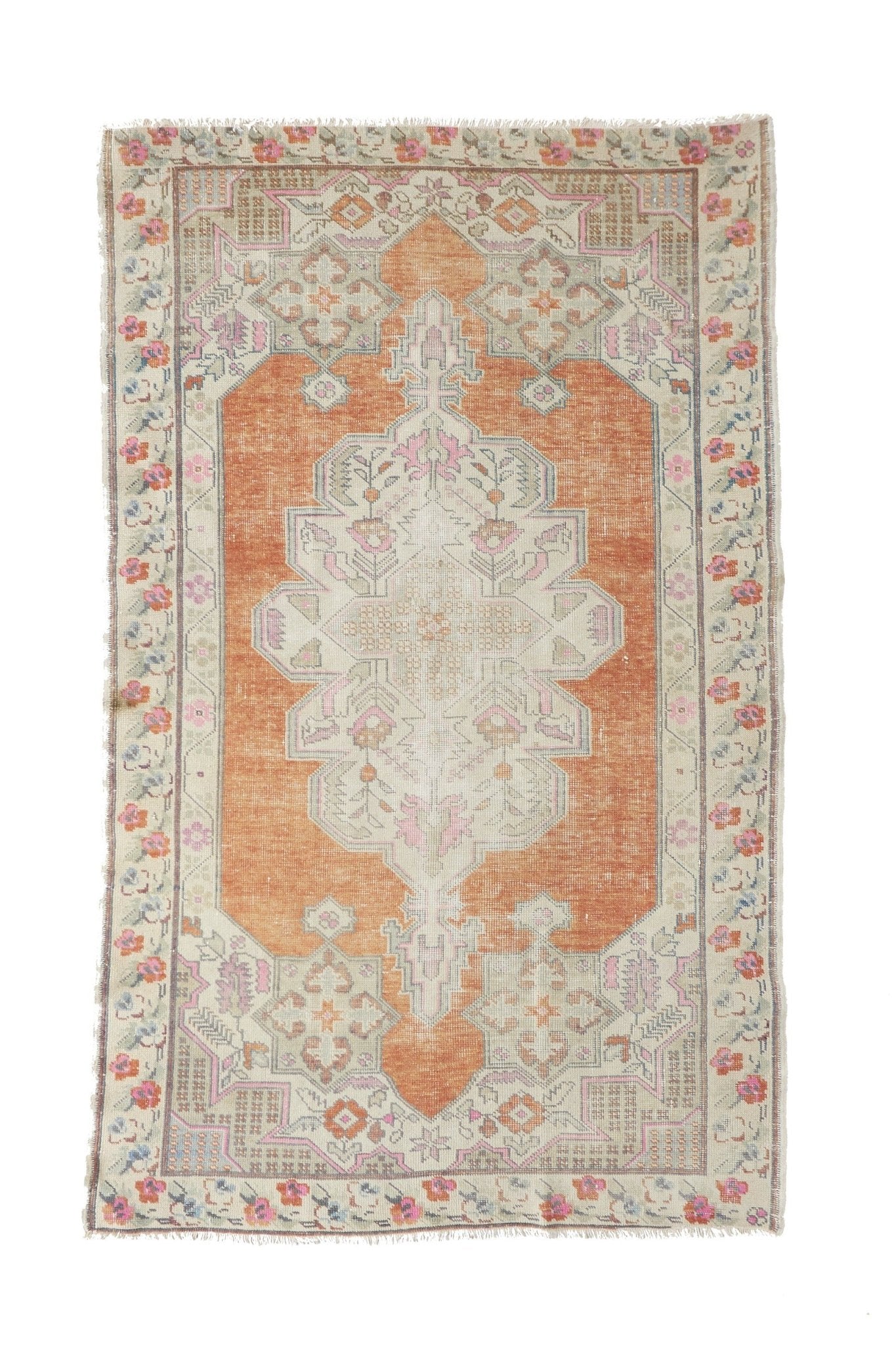 ‘Whimsical’ Vintage Turkish Oushak Rug - 4'8