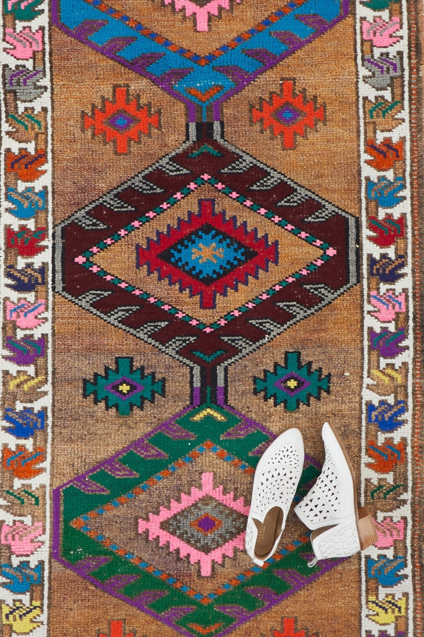 'Zest' Vintage Turkish Runner Rug - 3' x 11'3