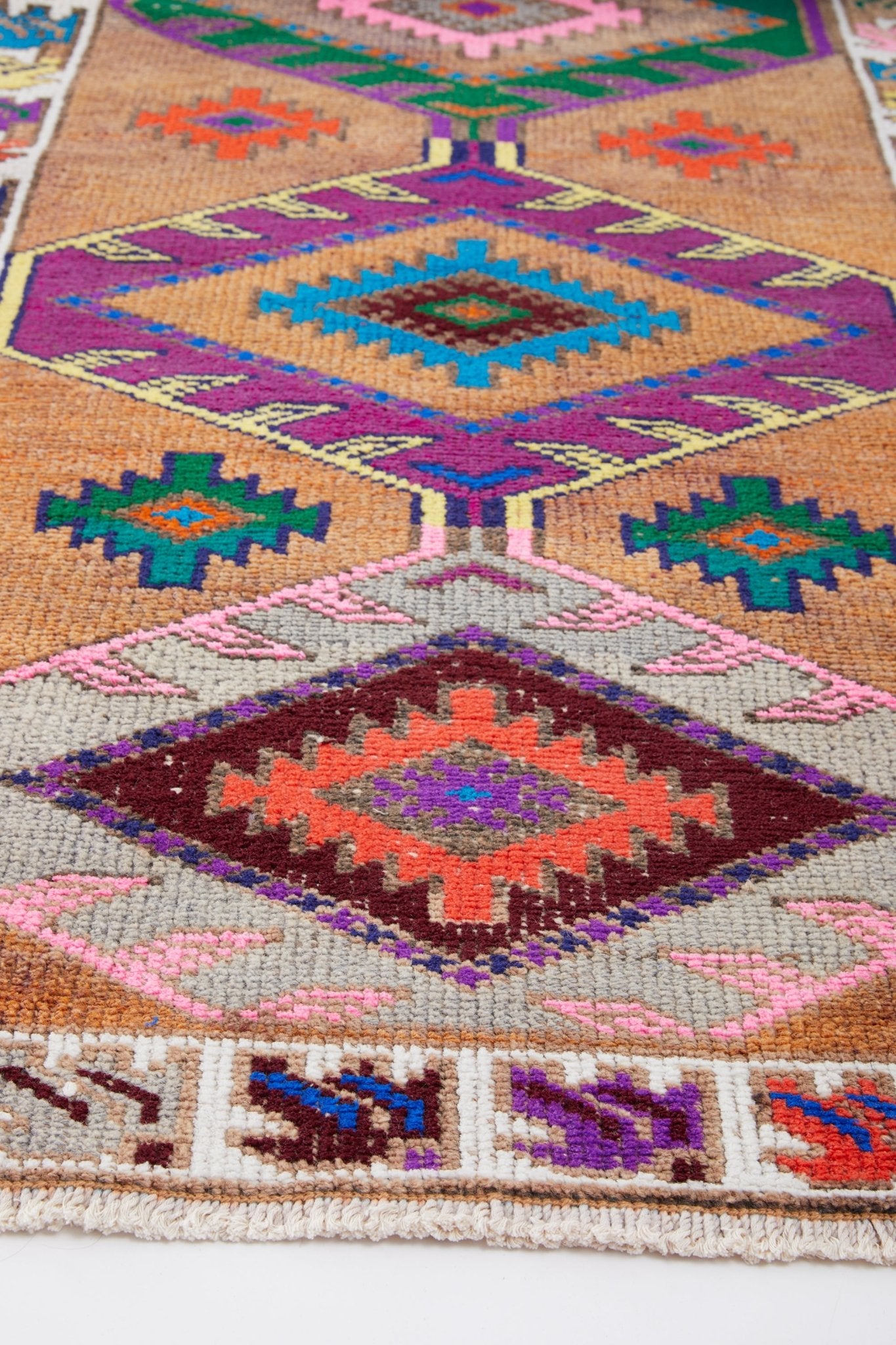 'Zest' Vintage Turkish Runner Rug - 3' x 11'3