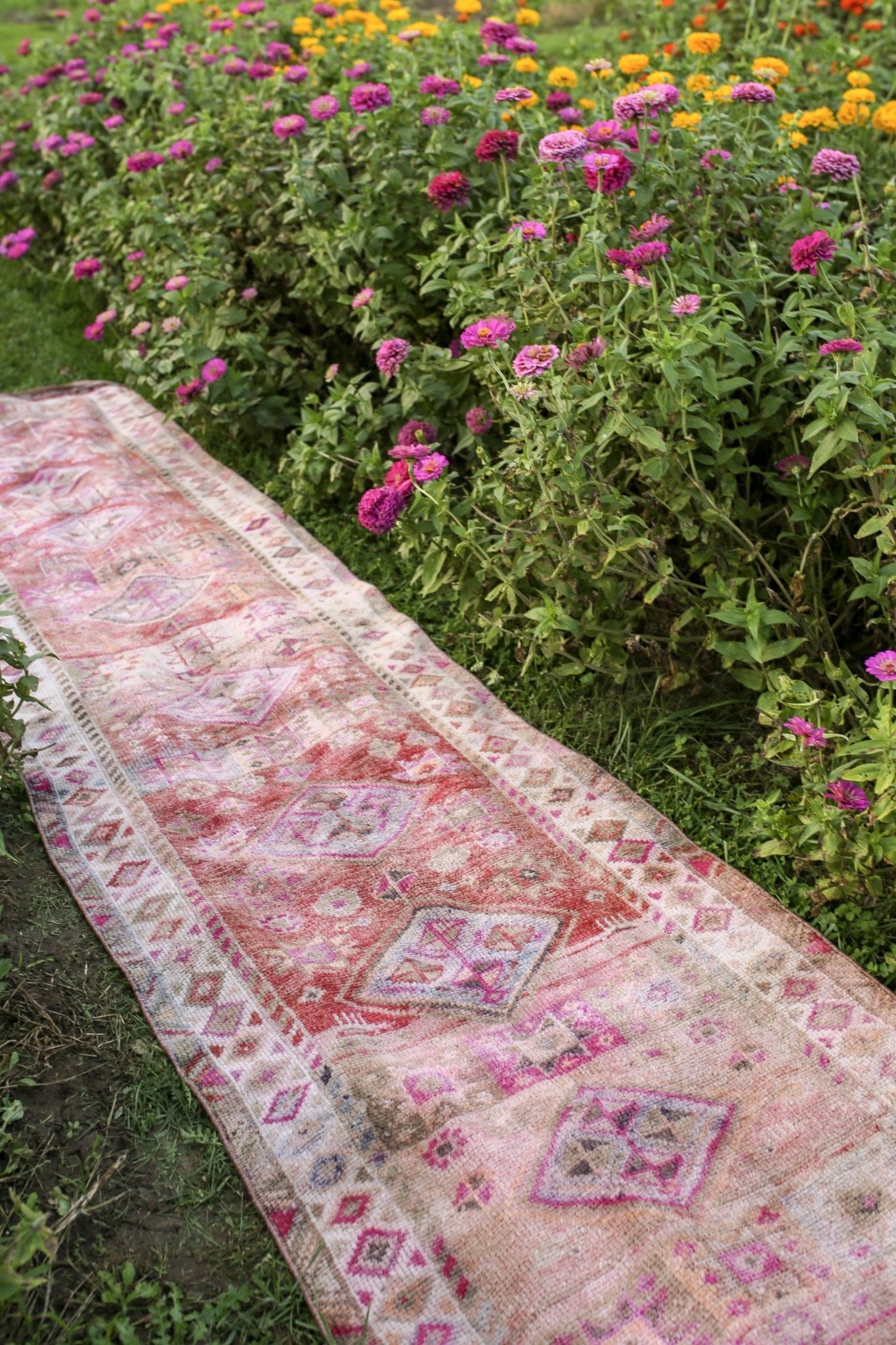 'Zinnia' Turkish Vintage Runner Rug - 3' x 13' - Canary Lane