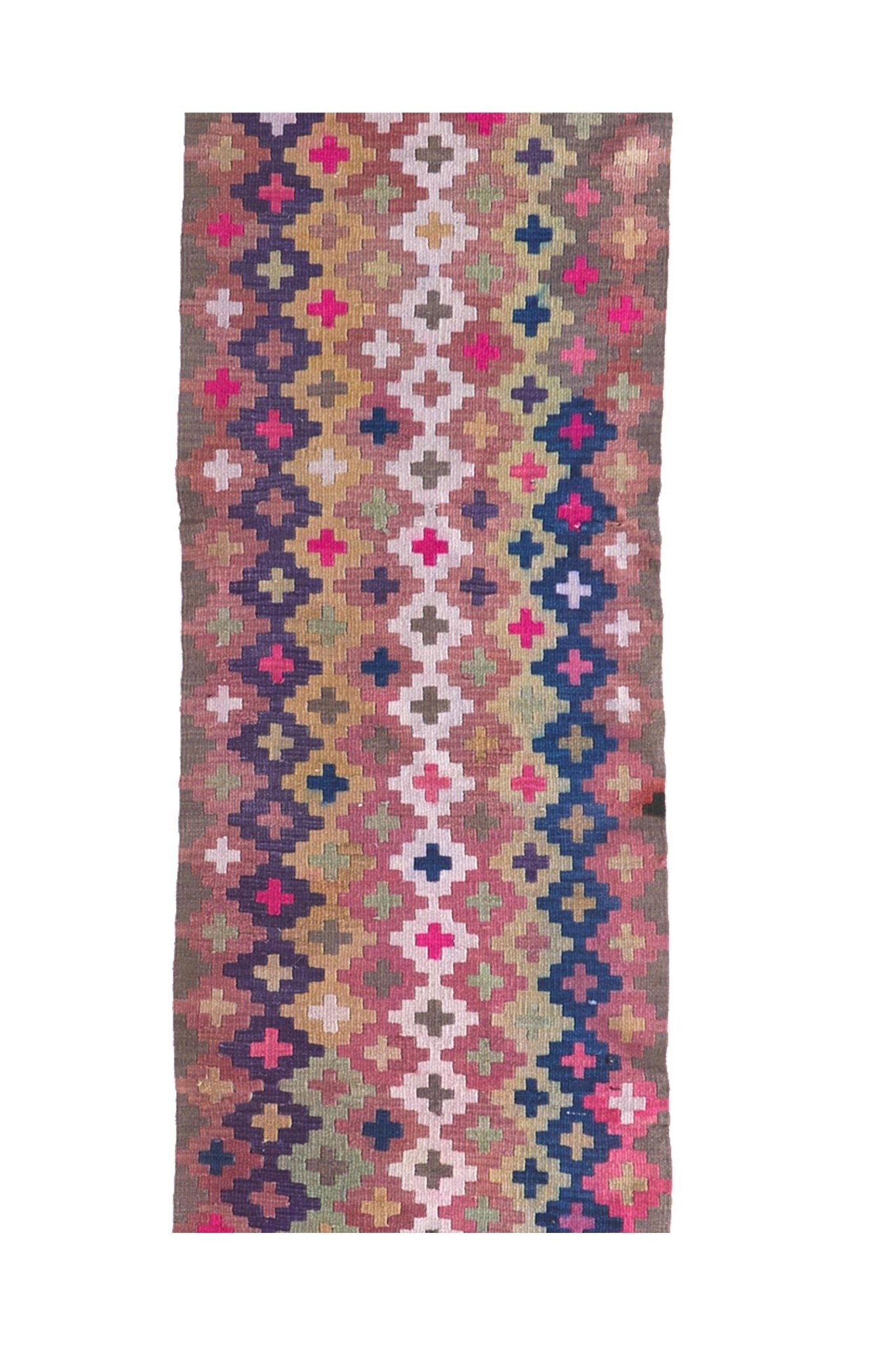 ‘Adele' Extra Long Turkish Vintage Kilim Runner - 3' x 18'4" - Canary Lane