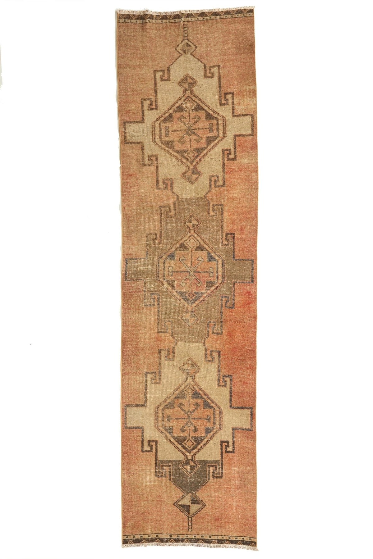 'Andes' Vintage Distressed Turkish Runner Rug - 3'x11'6''