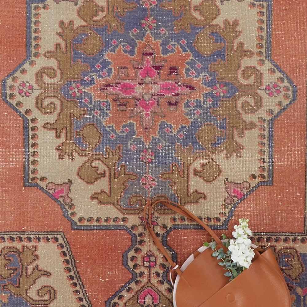 
                  
                    'Beatrice' Distressed Vintage Oushak Area Rug - 4'4'' x 7'5'' - Canary Lane
                  
                