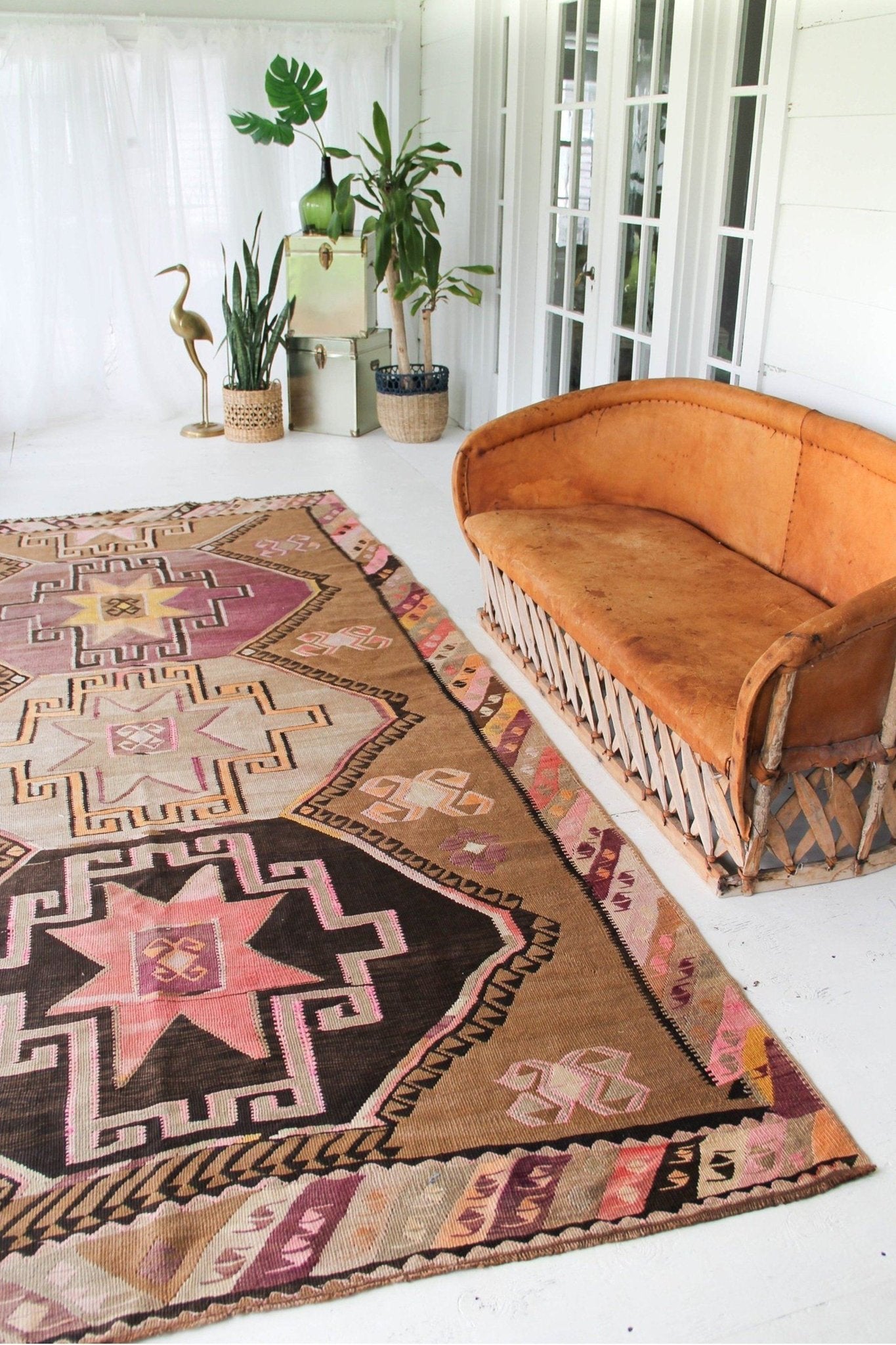 'Beverly' Vintage Turkish Kilim - 6'5" x 12'6" - Canary Lane