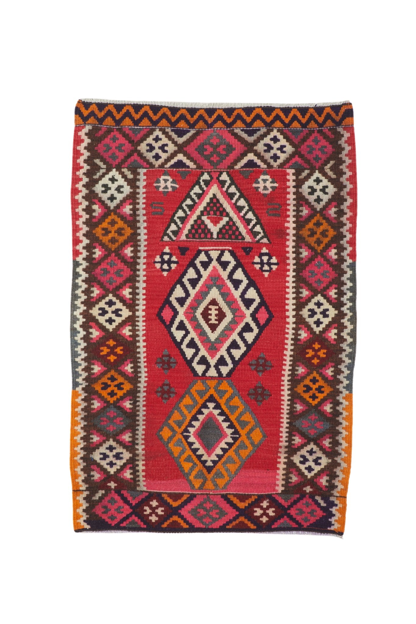 'Bottle Rocket' Small Vintage Turkish Kilim Rug - 2’9” x 4’3” - Canary Lane