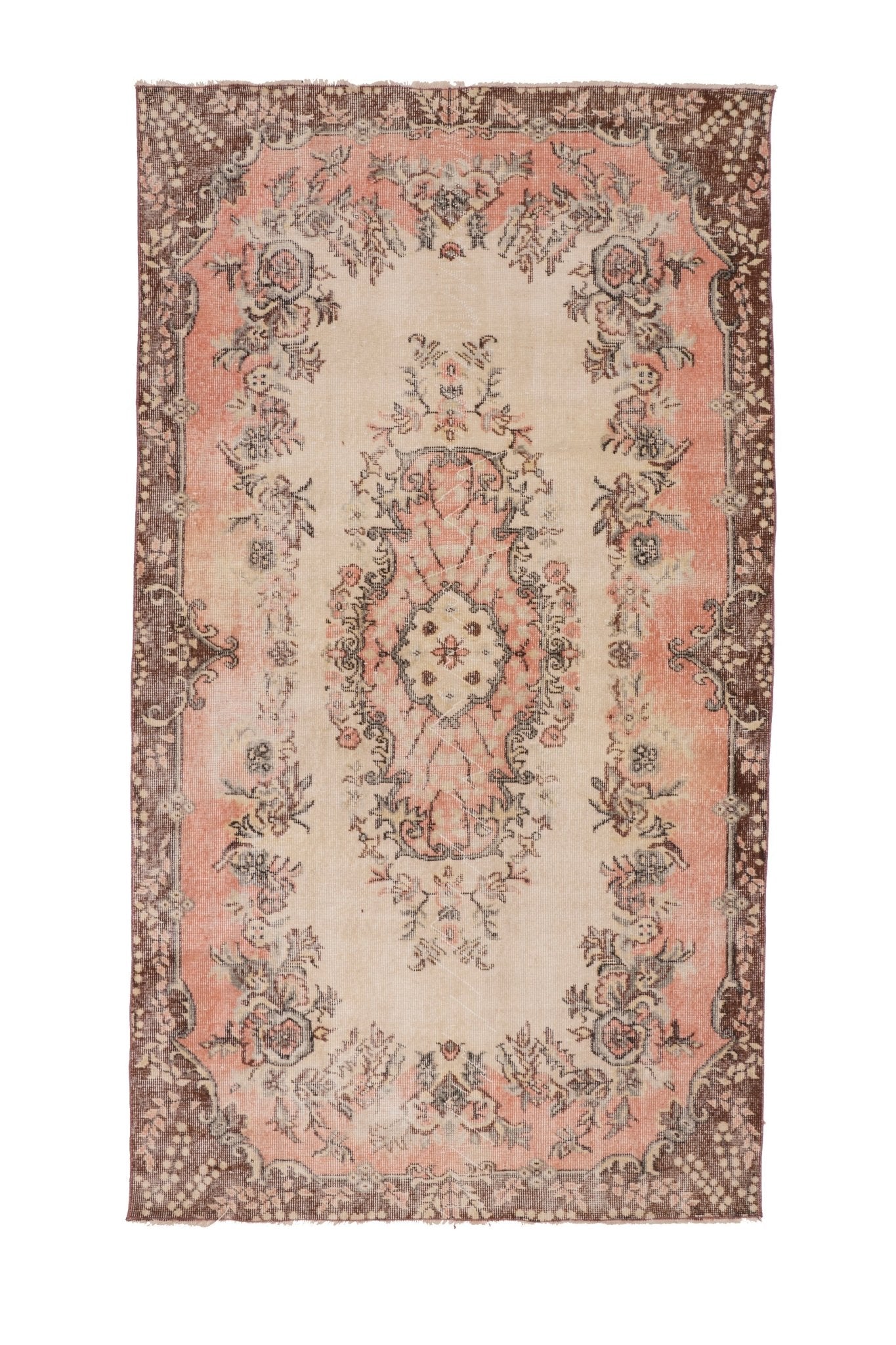 'Darwin' Vintage Turkish Distressed Area Rug - 4'7.5'' x 8'4'' - Canary Lane