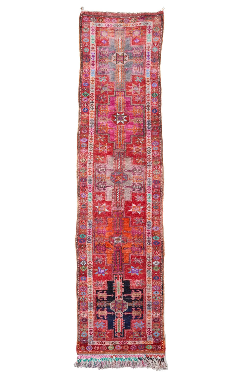 'Festive' Vintage Turkish Runner - 2'10