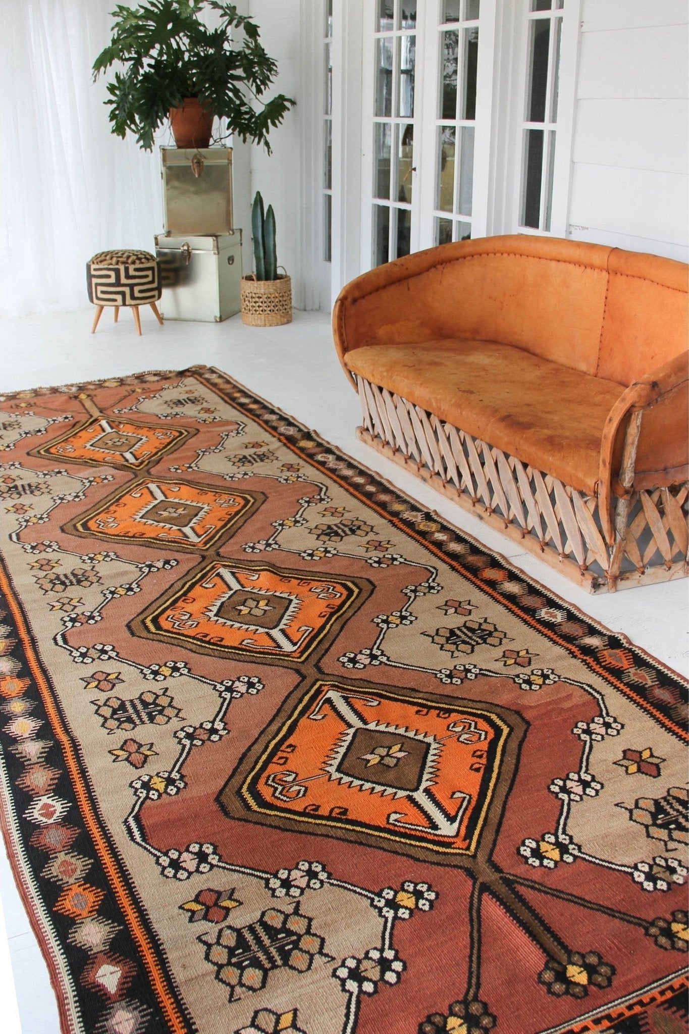 'Gemma' Vintage Kilim Rug - 4'10.5" x 13'9" - Canary Lane