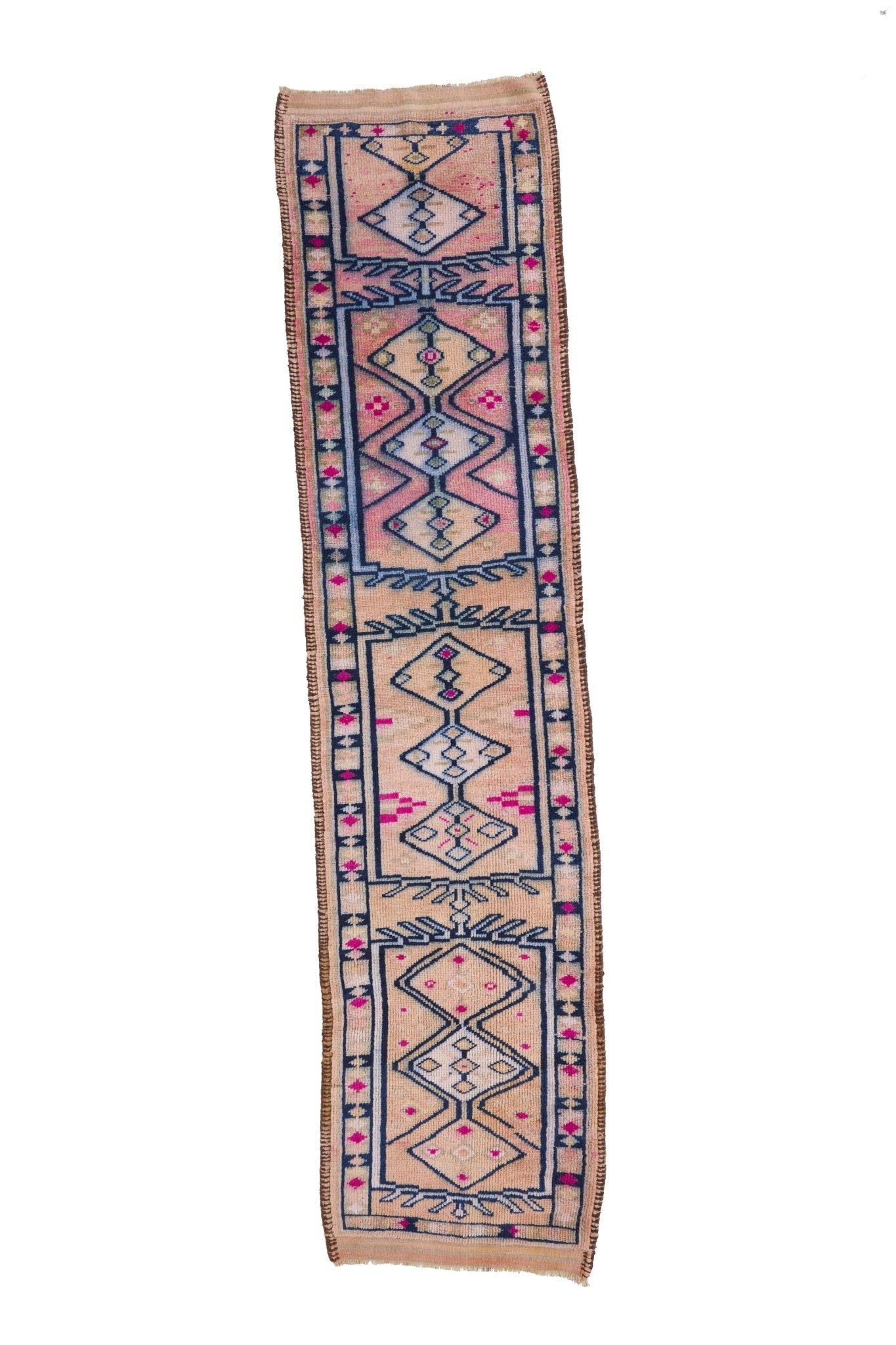 'Iris' Turkish Vintage Runner Rug - 3'' x 12'8'' - Canary Lane