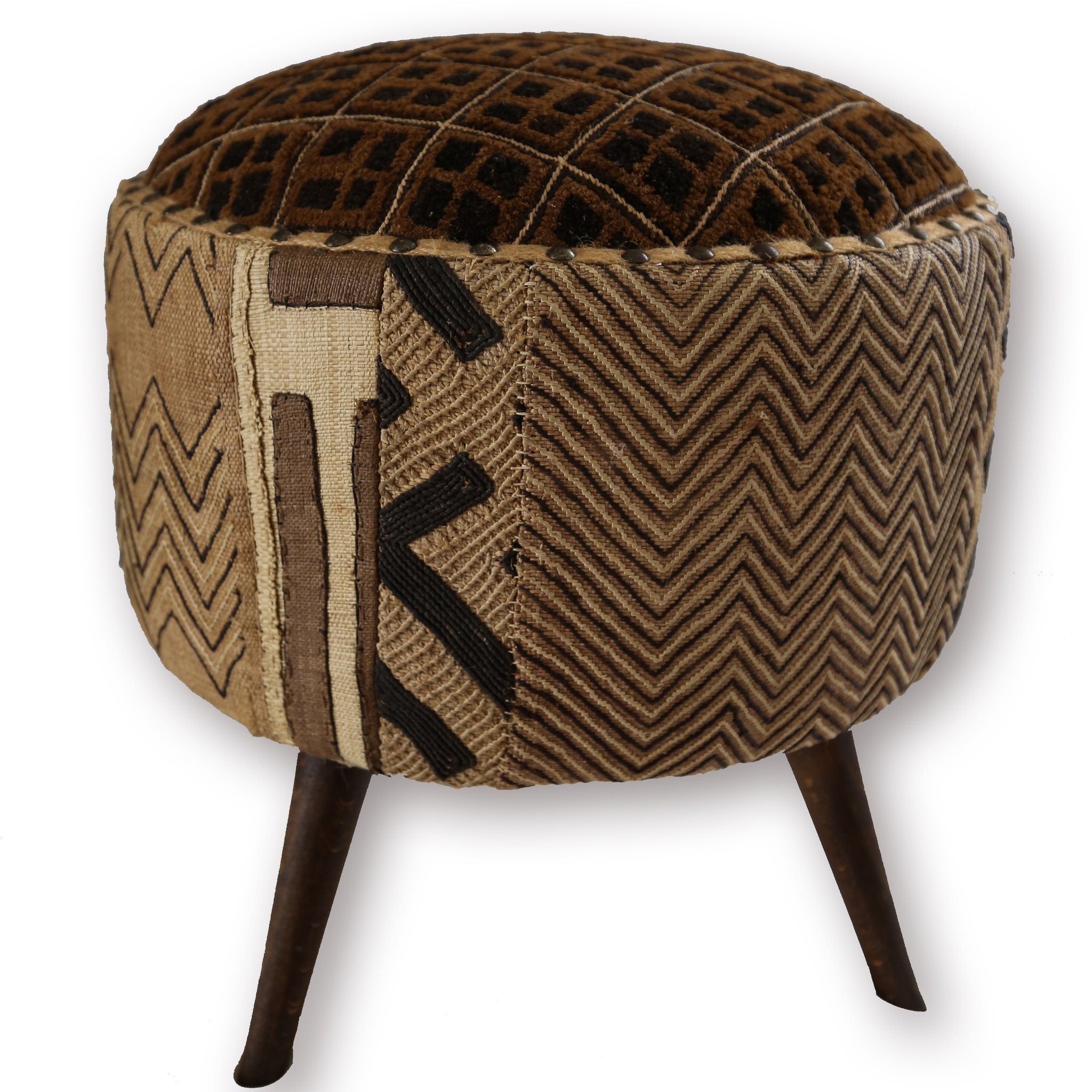 Kuba Cloth Footstool – Canary Lane