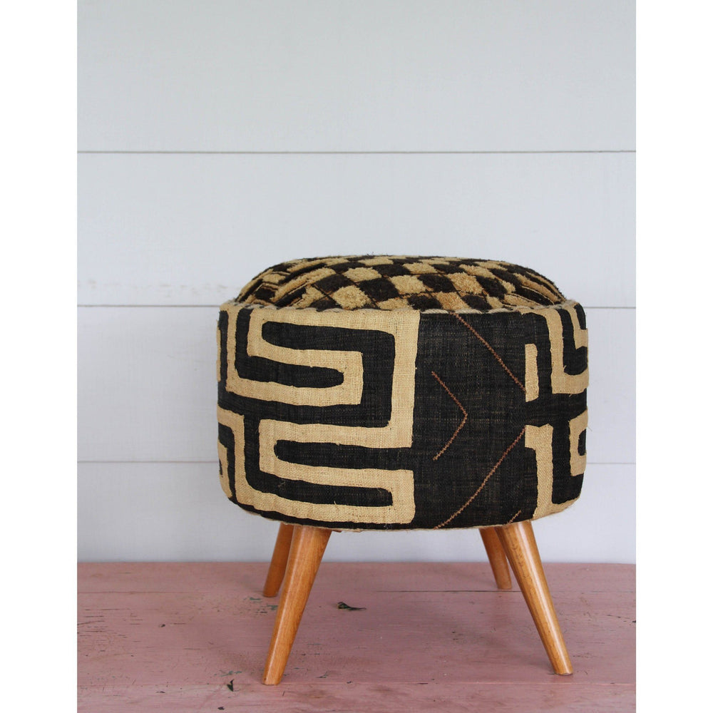 Kuba Cloth Footstool - Canary Lane