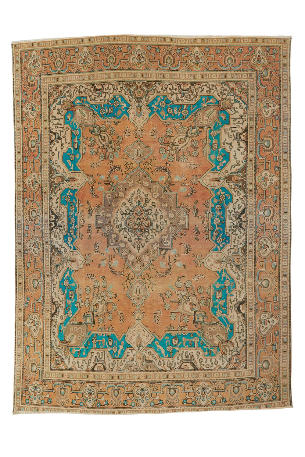 'Nettle' Distressed Vintage Turkish Area Rug - 9'4