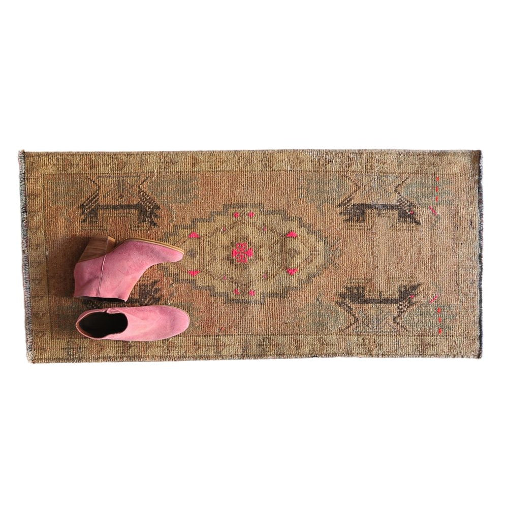 No. 1600 Mini Turkish Vintage Rug - 1'7.5" x 3'6.5" - Canary Lane