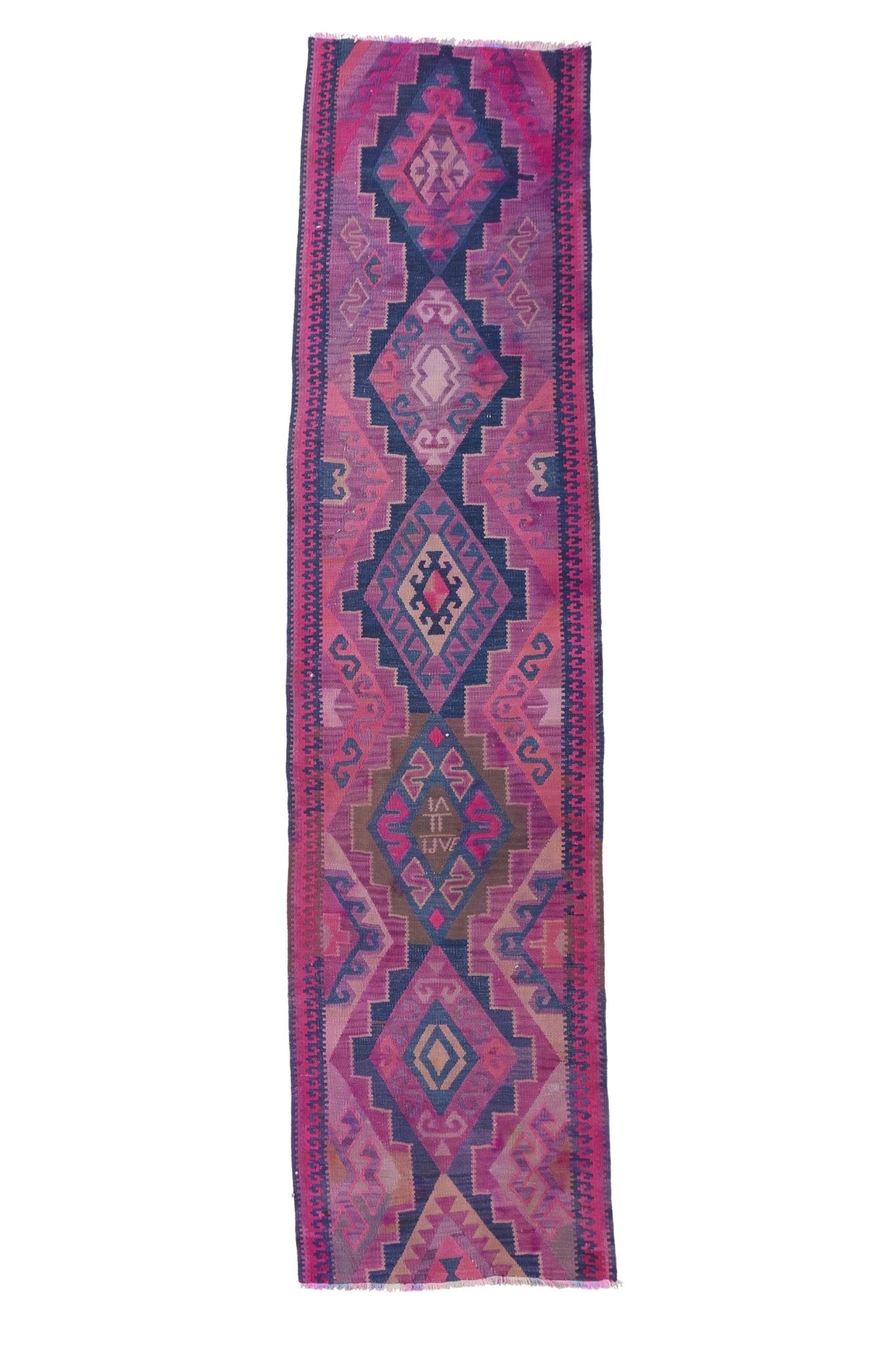 'Olivia' Vintage Heirloom Turkish Kilim Runner - 3'2'' x 12'7'' - Canary Lane