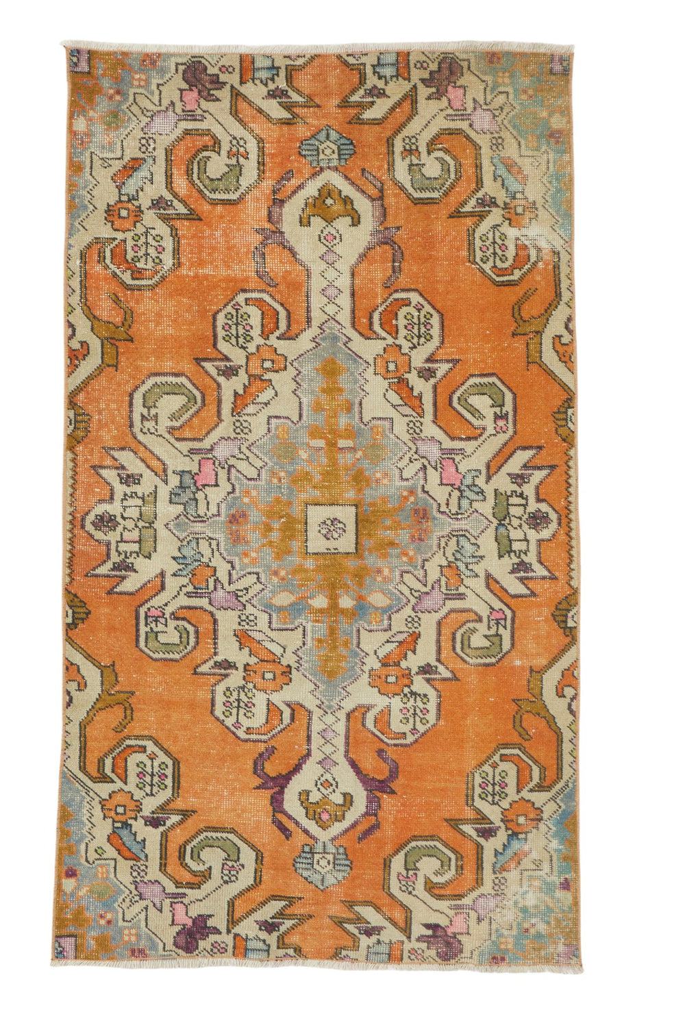 'Peach' Distressed Vintage Oushak Area Rug - 3'7'' x 6'5'' - Canary Lane