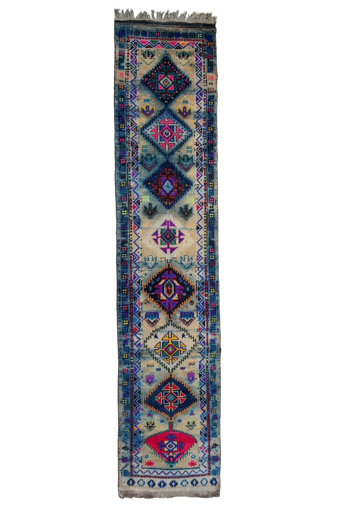 'Rainbow' Tribal Runner Rug - Canary Lane