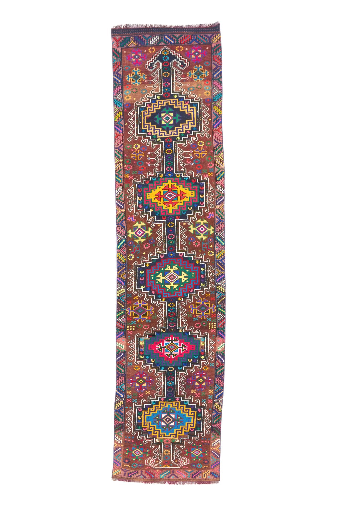 'Rainbow' Vintage Turkish Runner - 2'10'' x 11'9'' - Canary Lane