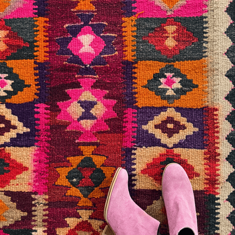 'Severn' Vintage Turkish Kilim Runner - 2'10.5" x 8'1" - Canary Lane