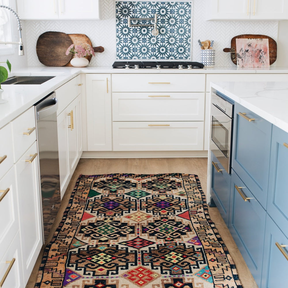 'Venice' Turkish Vintage Runner Rug - 3'4" x 9'1.5" - Canary Lane