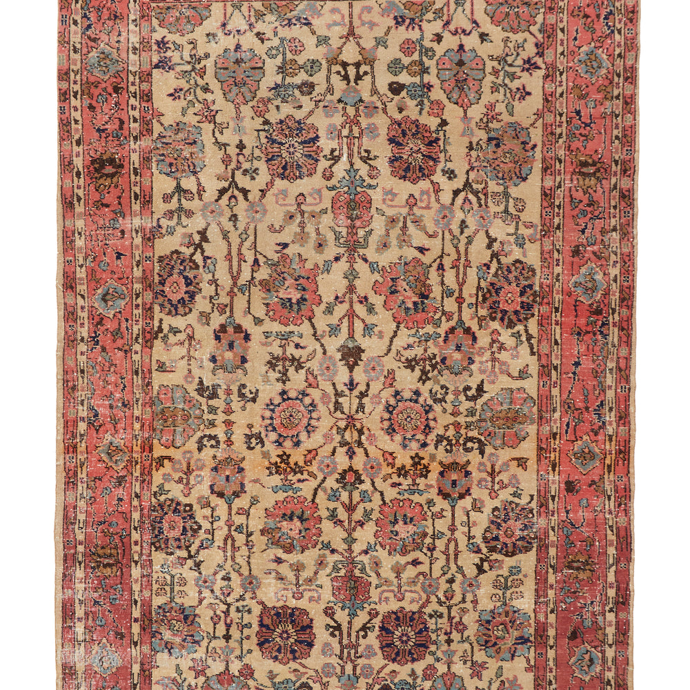 'Coral' Turkish Vintage Area Rug - 6'8" x 9'8" - Canary Lane - Curated Textiles