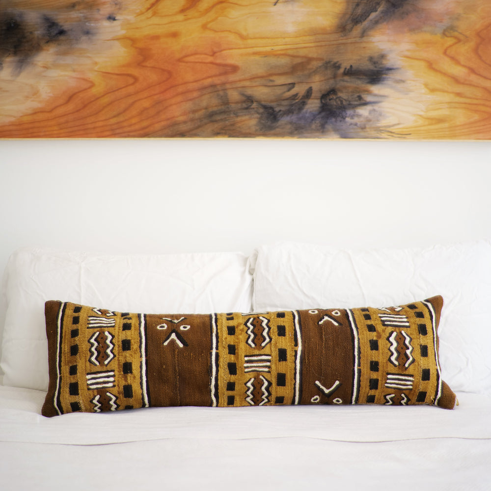 Mudcloth Lumbar Pillow No. 134 - Canary Lane - Curated Textiles