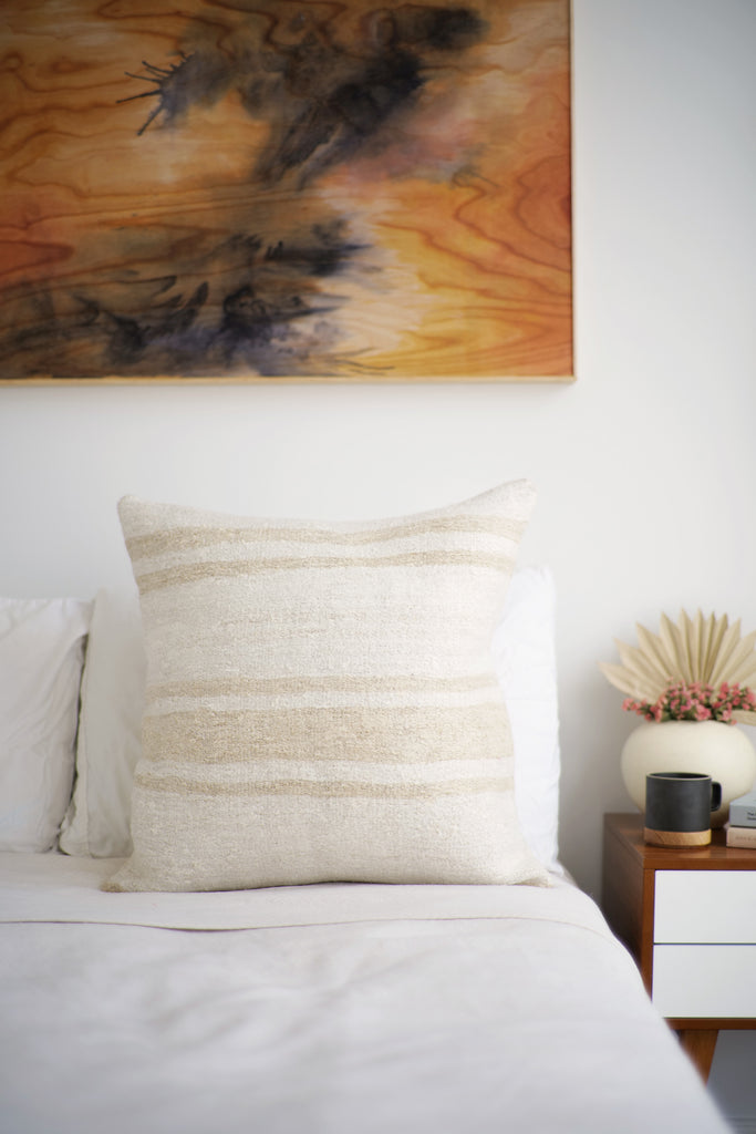 Vintage Hemp Pillow No. 67 - Canary Lane - Curated Textiles