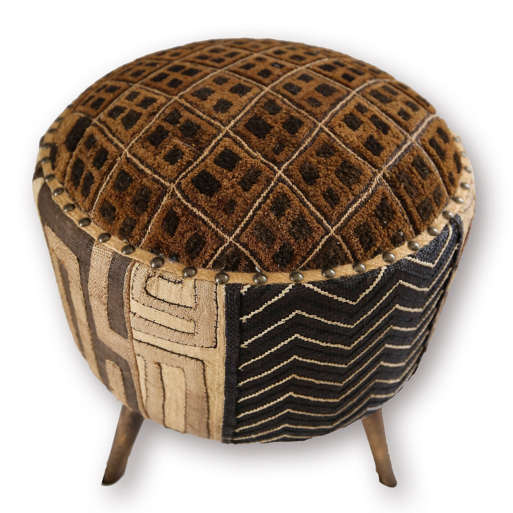 Kuba Cloth Footstool - Canary Lane - Curated Textiles