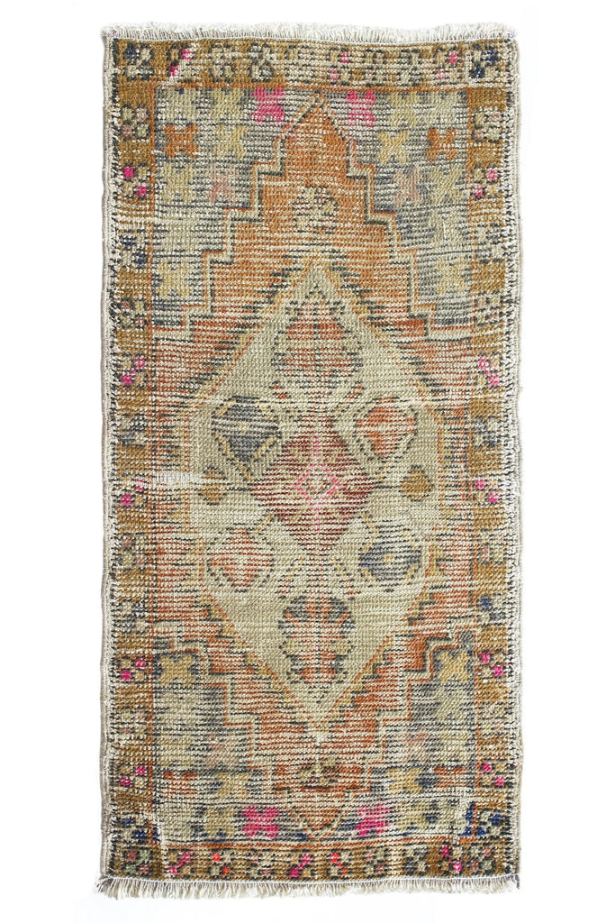 No. 368 Distressed Petite Vintage Rug - 1'7" x 3'3" - Canary Lane - Curated Textiles