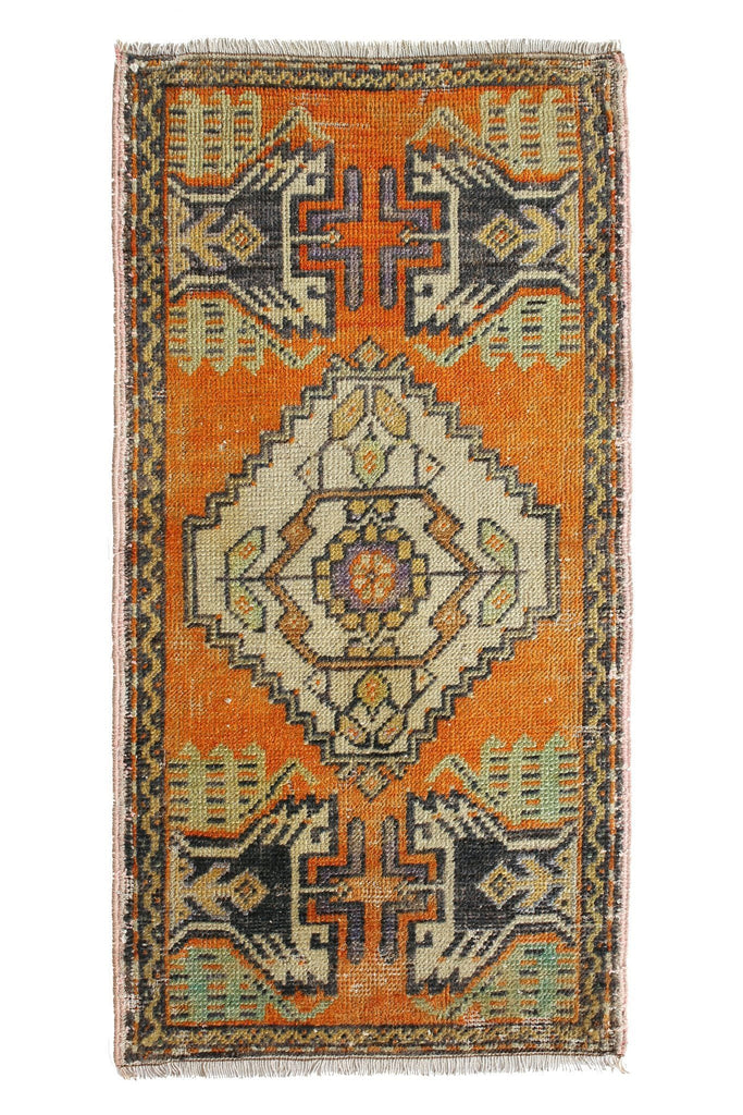 No. 371 Petite Vintage Rug - 1'6" x 3' - Canary Lane - Curated Textiles