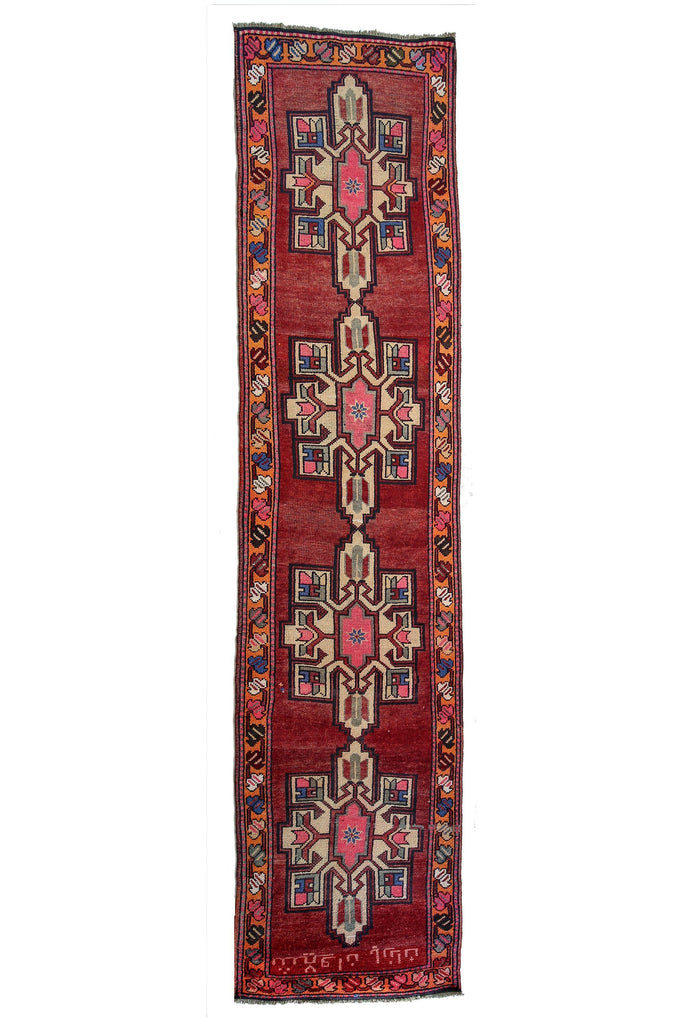 'Gladiolus' Turkish Vintage Rug - 3'3'' x 13'4'' - Canary Lane - Curated Textiles