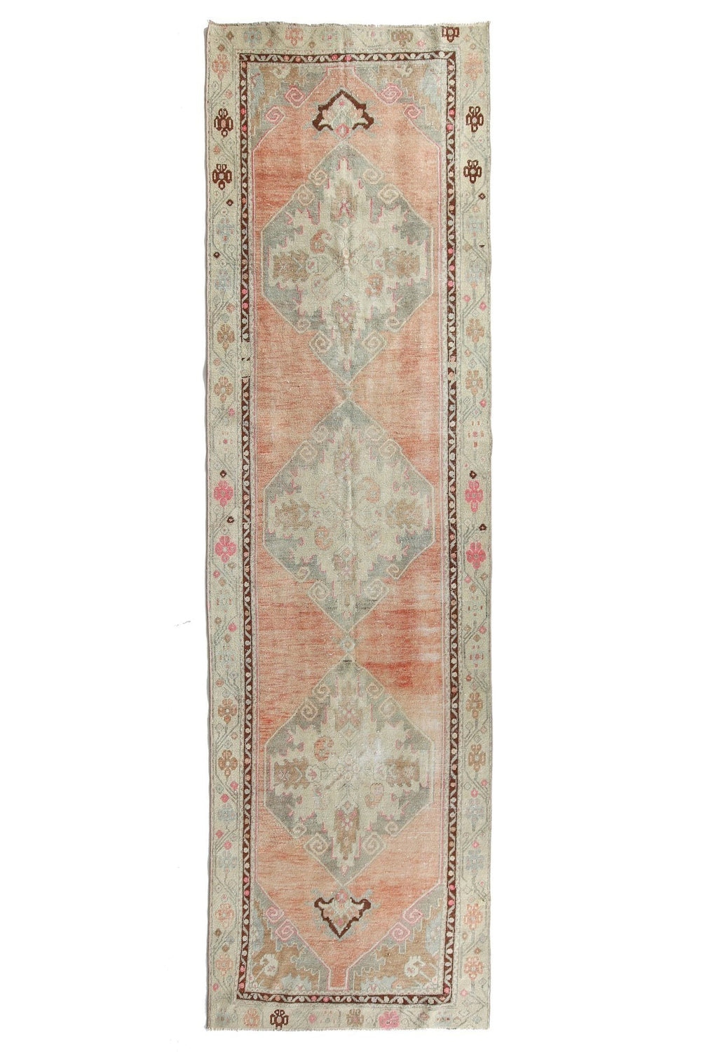 'Peaches' Faded Pastel Oushak Runner - Canary Lane - Curated Textiles
