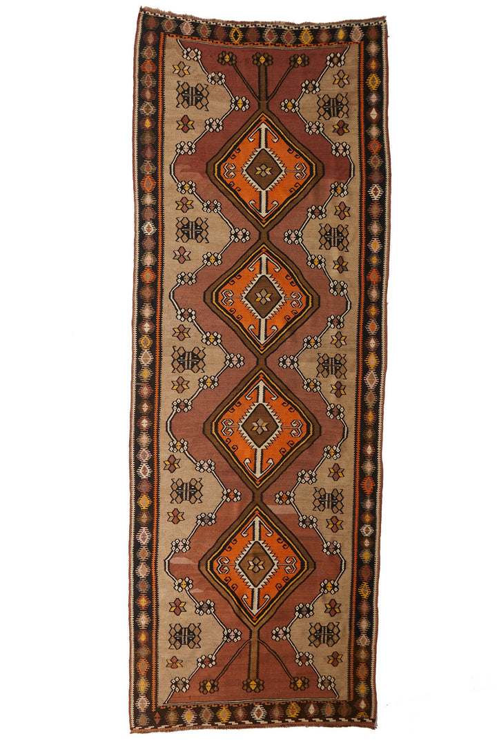 'Gemma' Vintage Kilim Rug - 4'10.5" x 13'9" - Canary Lane - Curated Textiles
