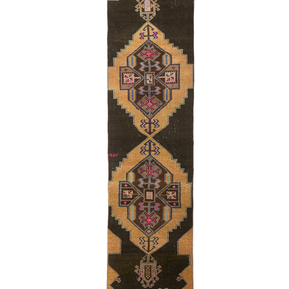 
                  
                    'Midnight' Turkish Vintage Long Runner- 3'1'' x 14'3'' - Canary Lane - Curated Textiles
                  
                