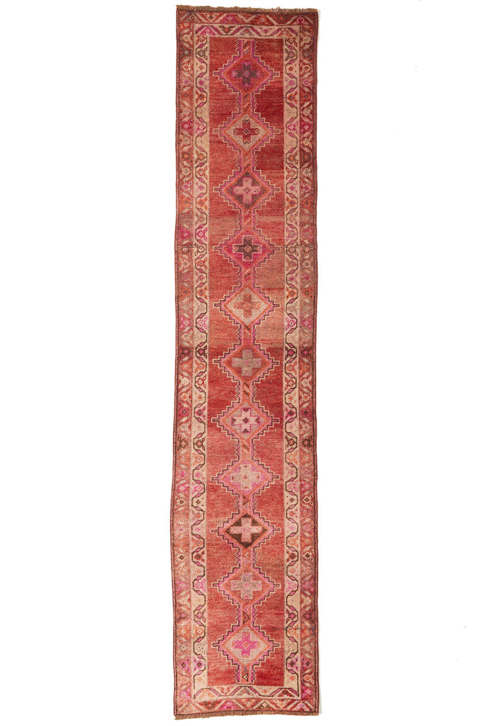 'Rose Garden' Vintage Turkish Runner - 2'6.5'' x 12'4'' - Canary Lane - Curated Textiles