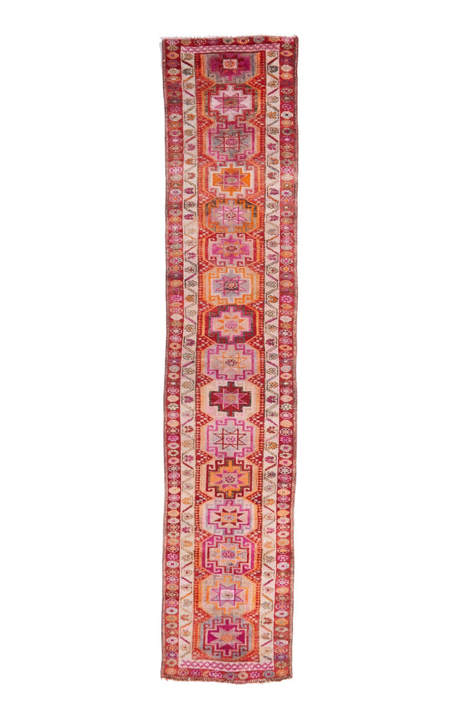 'Camellia' Vintage Turkish Runner -2'11" x 14'3" - Canary Lane - Curated Textiles