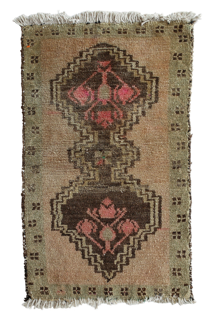 No. 349 Distressed Petite Rug - 1'6.5" x 2'9" - Canary Lane - Curated Textiles