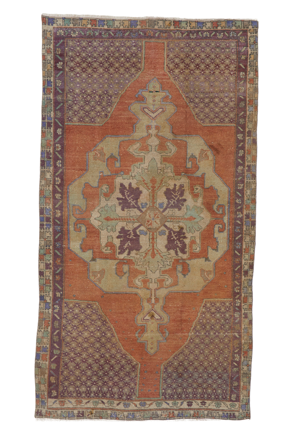 'Frances' Distressed Vintage Oushak Area Rug - 4'9'' x 8'10'' - Canary Lane - Curated Textiles