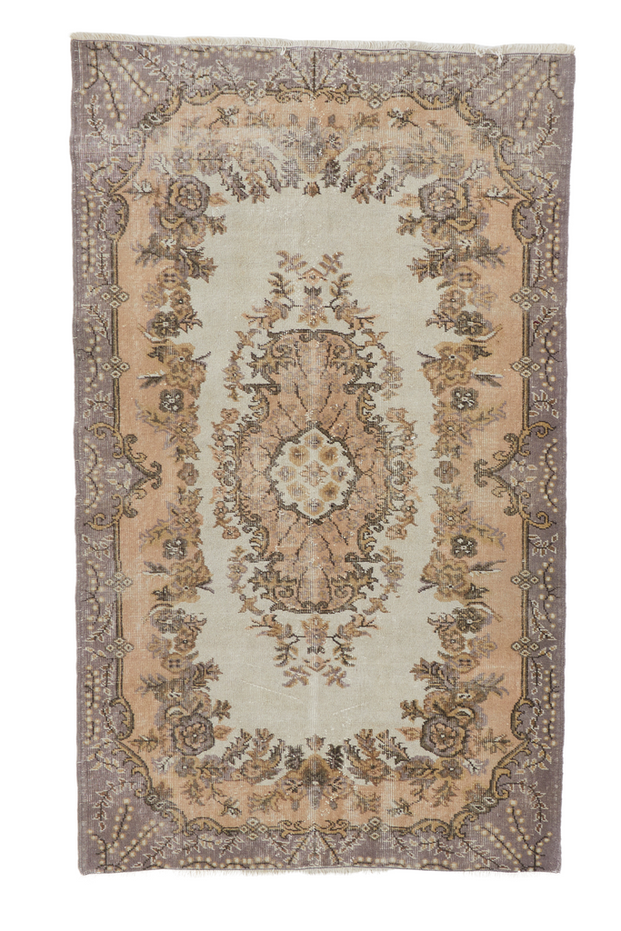 'Alma' Distressed Vintage Oushak Area Rug - 4'2'' x 7'1'' - Canary Lane - Curated Textiles