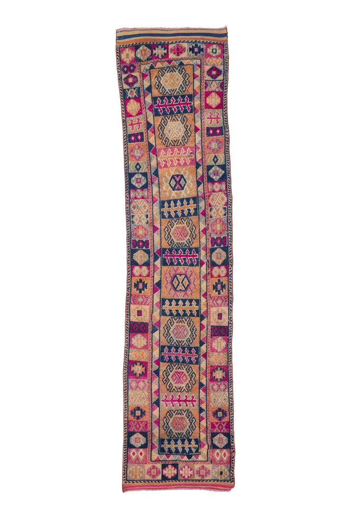 'Jubilee' Turkish Vintage Rug - 2'8'' x 11'7'' - Canary Lane - Curated Textiles