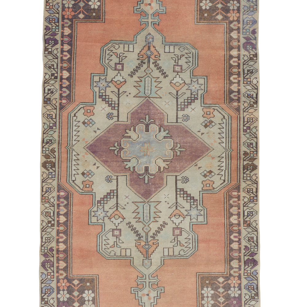 
                  
                    'Betty' Distressed Vintage Oushak Area Rug - 4'1'' x 7'9'' - Canary Lane - Curated Textiles
                  
                