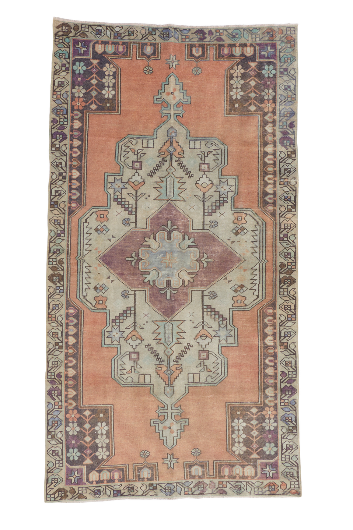 'Betty' Distressed Vintage Oushak Area Rug - 4'1'' x 7'9'' - Canary Lane - Curated Textiles