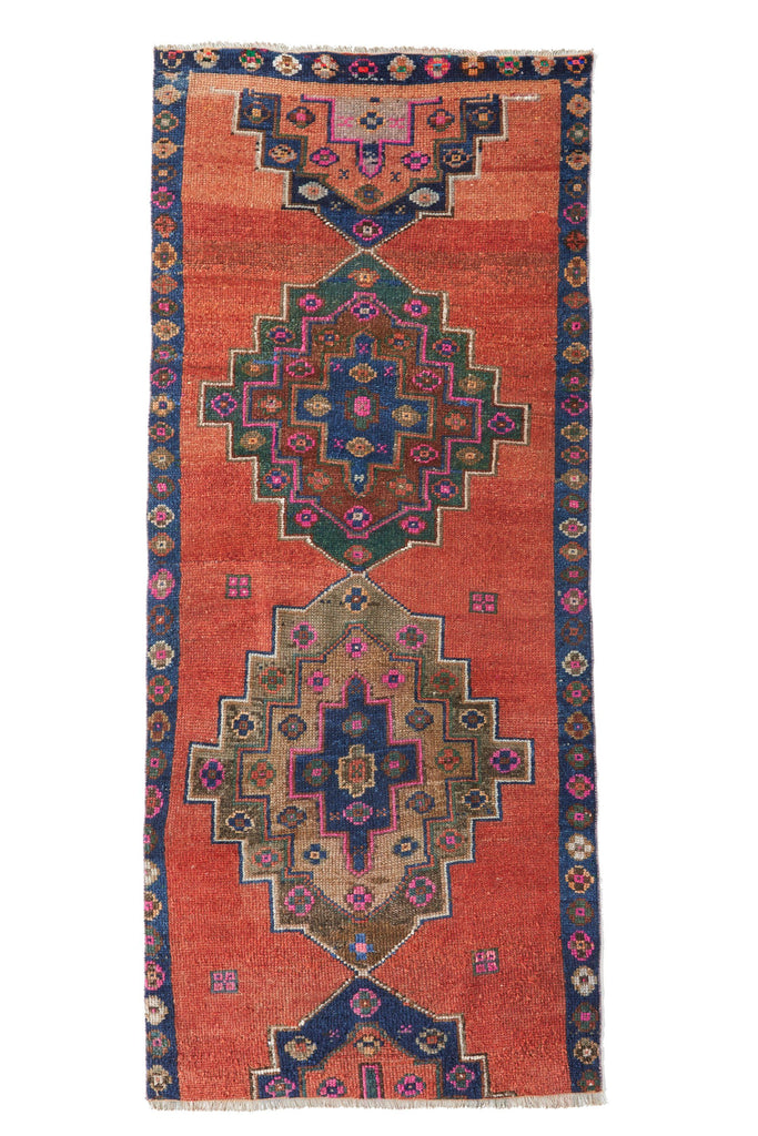 'Blaze' Turkish Vintage Rug - 3'7'' x 8'4'' - Canary Lane - Curated Textiles