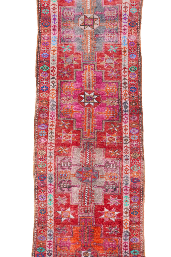 'Festive' Vintage Turkish Runner  - 2'10" x 12'2" - Canary Lane - Curated Textiles