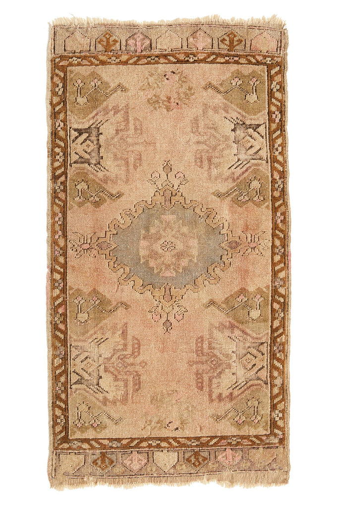 'YR-0118-339' Distressed Petite Rug - 1'8'' x 3'3'' - Canary Lane - Curated Textiles