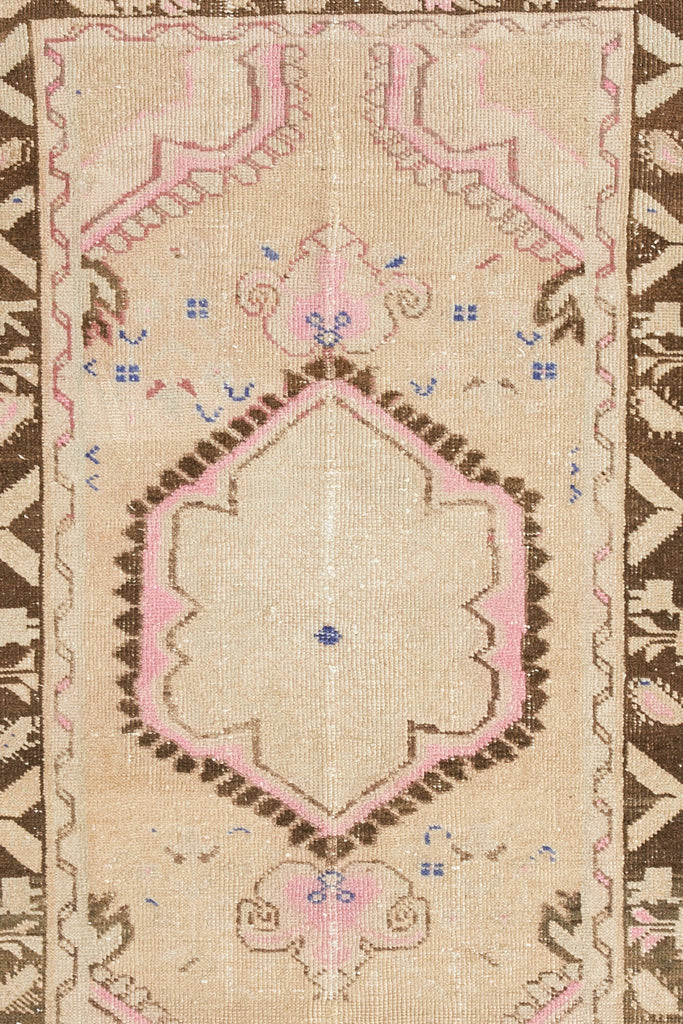 'Whimsical' - Vintage Turkish Faded Accent Rug - 2'9.5'' x 4'5'' - Canary Lane - Curated Textiles